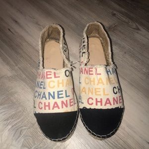 SOLD! Chanel Colorblock Logo Espadrilles